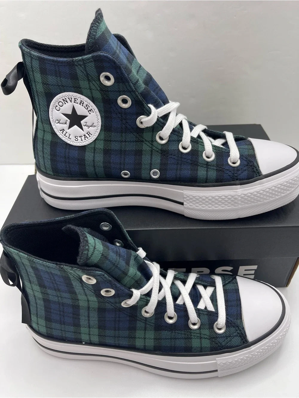 Converse A13879C CTAS LIFT HI NAVY/BLACK/WHITE Platform Sneakers Plaid